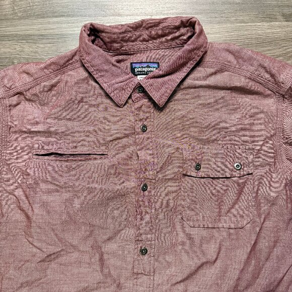 Patagonia Men's Long-Sleeved Lightweight Chambray Shirt - Red - Picture 2 of 6